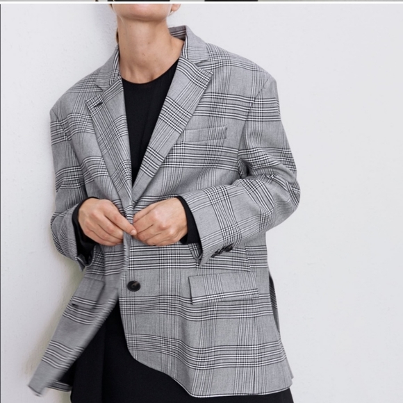 Zara Oversized Check Blazer - Picture 1 of 16